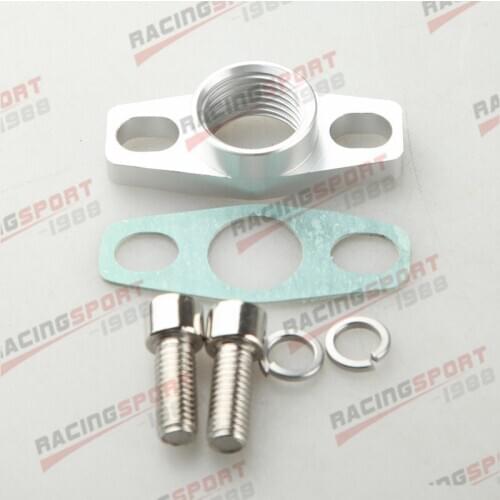 1/2" NPT Female Oil Drain Turbo Flange Kit For GT25R GT28T GT30R GT35R Silver