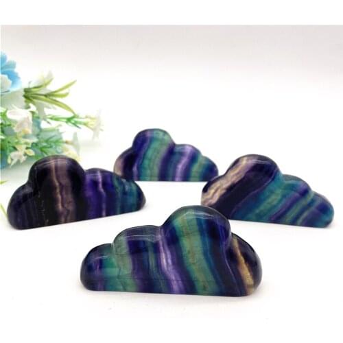1PC High Quality Natural Colorful Fluorite Cloud Hand Carved Palm Stone Reiki Healing Decor Natural Stones and Minerals