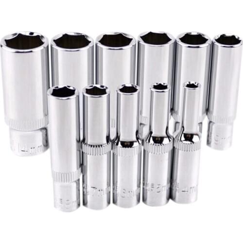 11 pcs 1/4 inch Drive Deep Socket Set CRV Hand Tools 6 Point Long Socket Hex Repair Tool