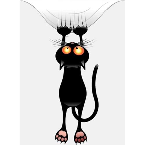 12.3CM*16.1CM Window Decoration Black Cat Catches Down Decal PVC Car Sticker 11-00965