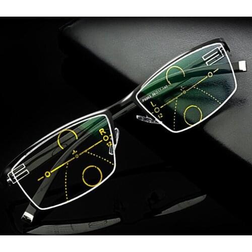 2021 Far and near dual-use Multi-focus Reading Glasses Progressive Anti-Blu-ray Fashion Presbyopia Glasses Half-Frame 1.0 - 4.0
