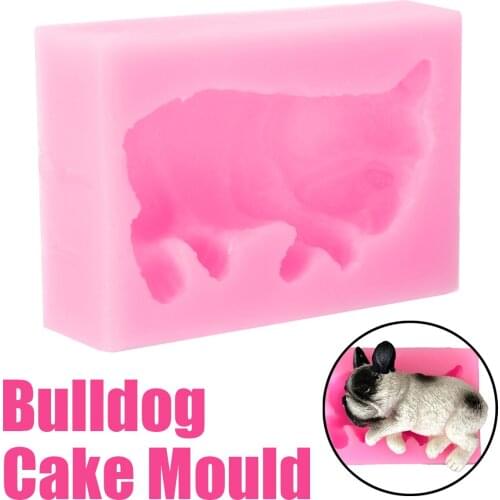 New Silicone 3D Bulldog Mold Mini Dog Cake Mold Flexible DIY Soap Mold For Chocolate Cookie Sugarcraft Making Cake Tools