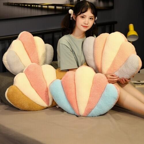 50CM Creative Plush Pillow Ice Cream Sea Scallop Shell Soft Stuffed Rainbow Shell Scallop Girl Room Decor Sofa Scallop Cushion