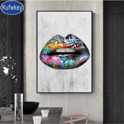 5d diamond painting lady Abstract Sexy Lips mosaic set diamond embroidery 3d full square round drill puzzles home art