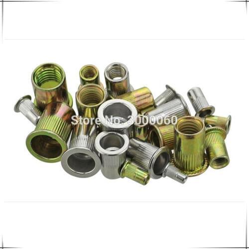 8#-32 Color Zinc Plated Steel Knurled Body Flat Head Rivet Nut 200pcs/lot
