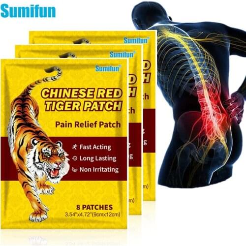 Sumifun 8Pcs Red Tiger Balm Pain Relief Patches Powerful Relief Aches Joint Swelling Neck Shoulder Stiff Relieve Treat Arthritis