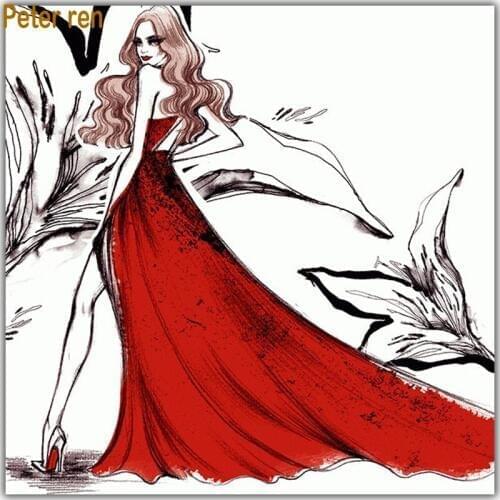 Peter ren Diamond painting cross stitch Diamond embroidery full mosaic Picture of Rhinestones for needlework "Long skirt be"