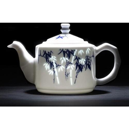 Jingdezhen Teapot Hand-painted Bamboo Ceramic Porcelain Teapots Water Pot Chinese Kung Fu Teaware Flower Tea Kettle Decoration