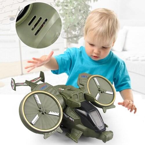 Childrens Electric Military Fighter Rotating Aircraft Model Toy Decor