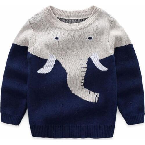 Childrens cotton sweater round collar cartoon boy sweaters