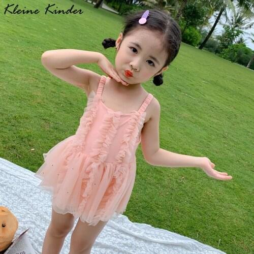 Baby Swim Dress Bikini Girl Bathing Suit Kids One Piece Swimsuit for Girls Sleeveless Lace Beach Childrens Swimwear for the Sea