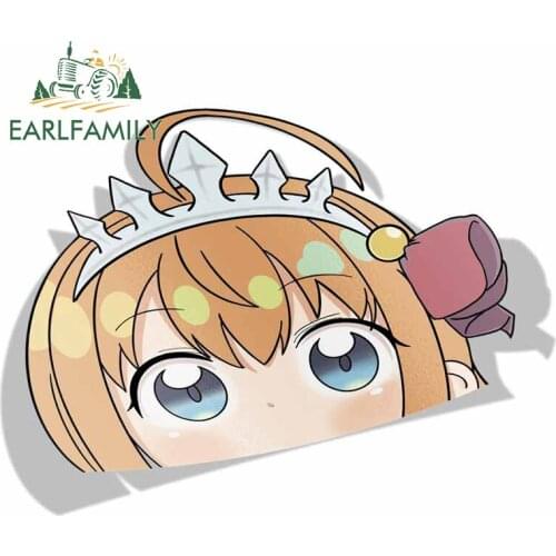 EARLFAMILY 13cm x 9.7cm for Pecorine Princess Connect Peek Anime Big Head Vinyl Cartoon Car Sticker JDM Window Trunk Decal