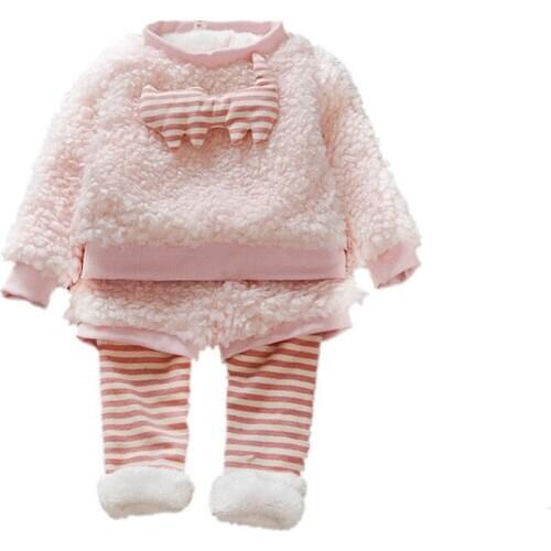 Fashion Winter Baby Girl Clothes New Children Thick Cute T Shirt Pants 2Pcs/sets Infant Toddler Casual Clothing Kids Tracksuits