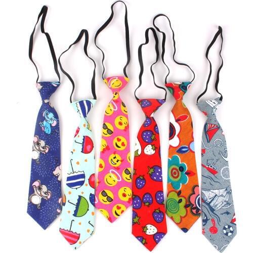 Girls Necktie Linen Cartoon Neck Tie for Children Suits 6cm Print Ties Slim Boys Tie Gravatas Rubber Tie