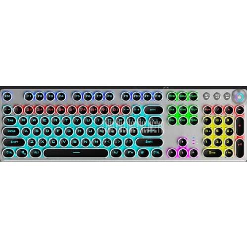 104 Key Metal Panel Gaming Mechanical Keyboard Cool Mix LED Light Backlit Wired Game Keyboard USB Interface For Gamer PC Laptop