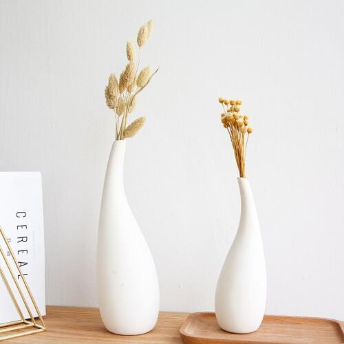 Nordic White Ceramic Vase Ornaments Flower Arrangement Dried Flower Home Livingroom Office Table Furnishings Decoration Crafts