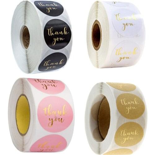 500Pcs Round Labels Kraft Paper Thank You Sticker Candy Bag Cake Boxes and Packaging Wedding Stickers for Thanksgiving Christmas