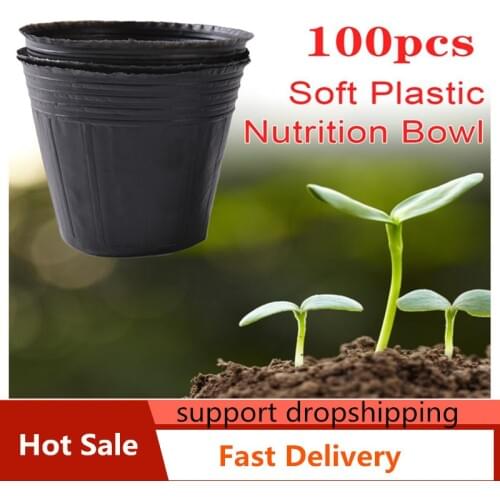 100pcs Round Nutritional Black Plastic Nursery Pots Seedlings Plants Pots Garden For Home Transplant Flower Plant Pots