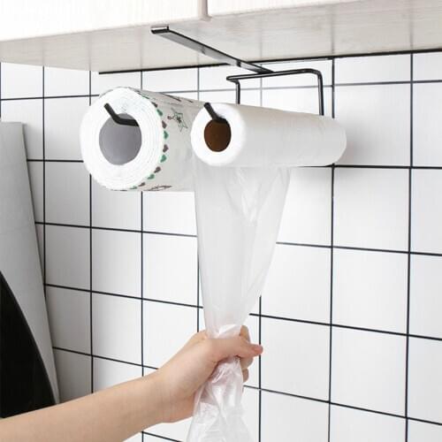Kitchen Tissue Toilet Paper Holder Hanging Bathroom Roll Paper Holder Towel Rack Stand Bar Cabinet Rag Kitchen Organizer Shelf