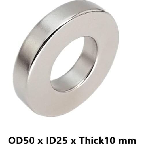 N52 NdFeB Magnetic Ring OD 50x25x10 mm Dia. Strong Neodymium Permanent Magnets Rare Earth Magnet 50mm x 25mm x 10mm