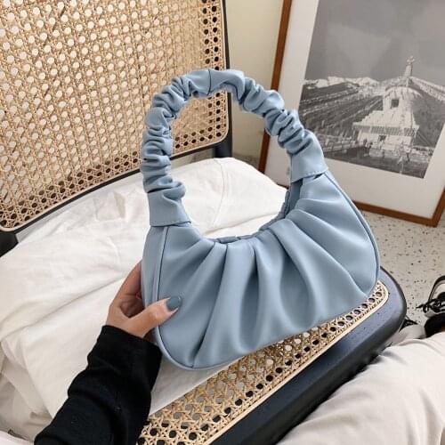 2020 Women Cloud Bags Soft PU Leather Small Shoulder Bags Elegant Pleated Handbags Female Purses Travel Bag Evening Party Clutch