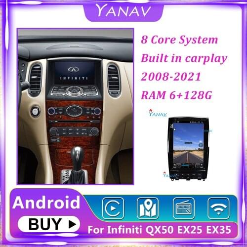Car audio multimedia vertical screen DVD player for-infiniti QX50 EX25 2015-2020 Tesla style Android car stereo car radio player