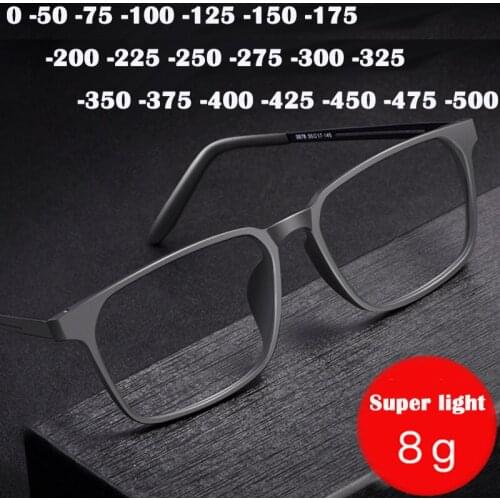 Fashion Titanium Myopia Glasses Men Ultralight Clear High Diopter Sports Nearsighted Optical Glasses Spring Hinge -0 -175 -225