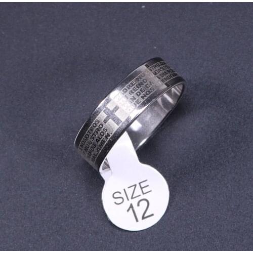 Classic Style Scripture Ring Stainless Steel For Quality Male Fashion Finger Ring Party Engagement Personality Jewelry Accessary