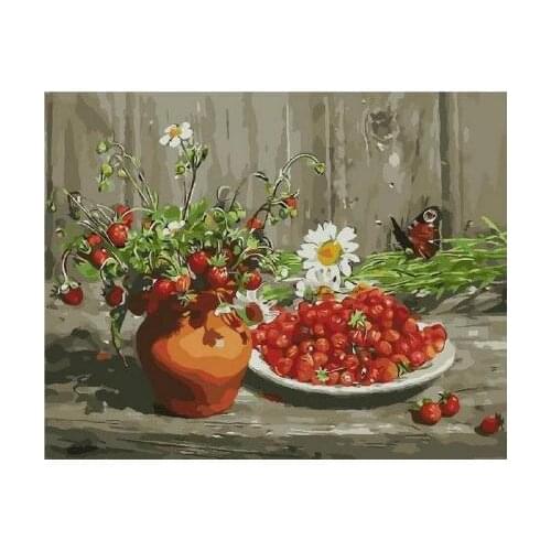 Berry still life frame diy painting by numbers kits coloring paint on canvas hand painted oil painting home decor for 40x50cm