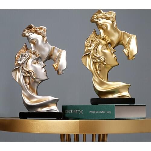 New Modern Statues Resin Abstract Art Kiss Couple Statue Decoration Abstract Sculpture Home Decoration Accessories Wedding Gifts