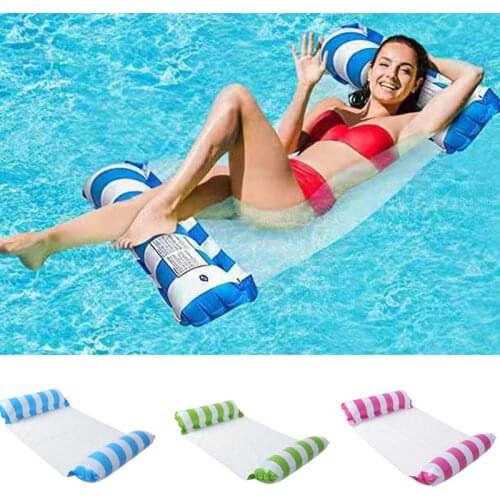 Floating Water Hammock Float Lounger Floating Toys Inflatable Floating Bed Chair Swimming Pool Foldable Inflatable Hammock Bed