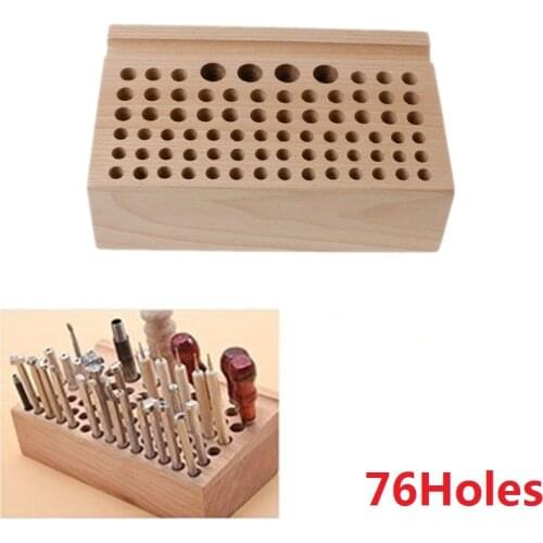 1Pcs 76-24Holes Craftool Wood Tool Stamp Stand Beech Rack Leather Holder DIY Craft Supplies 100% Brand New Quality Leathercraft
