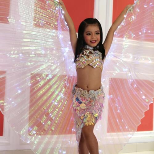 2019 Stafe Performance Prop Children Dancewear Kids LED Dancing Wing Light Up Belly Dance Wing Costume Accessories (with sticks)