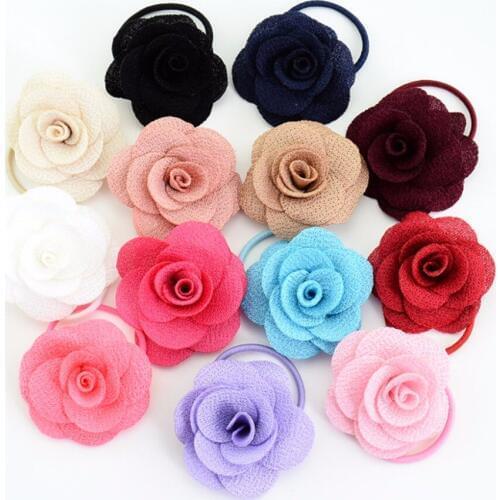 13Pcs Baby Girl Elastic Hair Band Rope Rose Flower Ponytail Holder Accessories