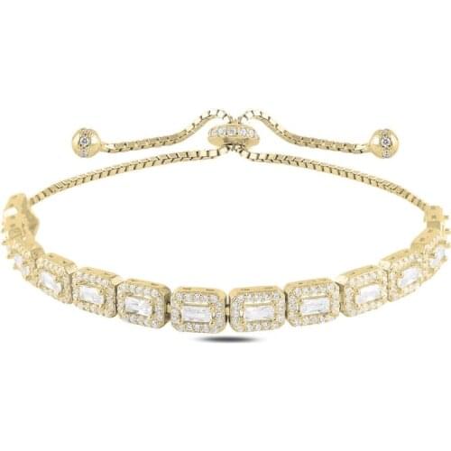 Silver 925 Sterling Baget Zircon Cubic Zirconia Elevator Bracelet