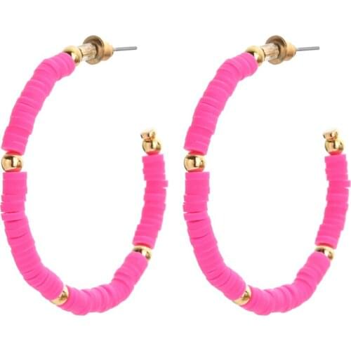 New Boho Color Disc Soft Clay Beads Hoop Earring Mixed Colors Chip Disk Earrings Jewelry Accessories for Women Ear Ring