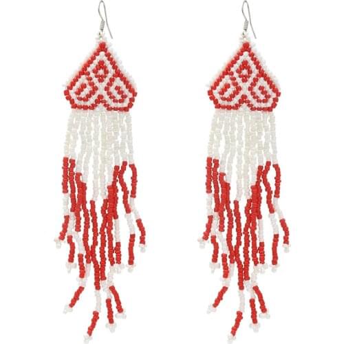Ethnic Bohemian Resin Beads Statement Earrings for Women Handmade Long Tassel Hanging Earring Indian Festival Party Jewelry Gift