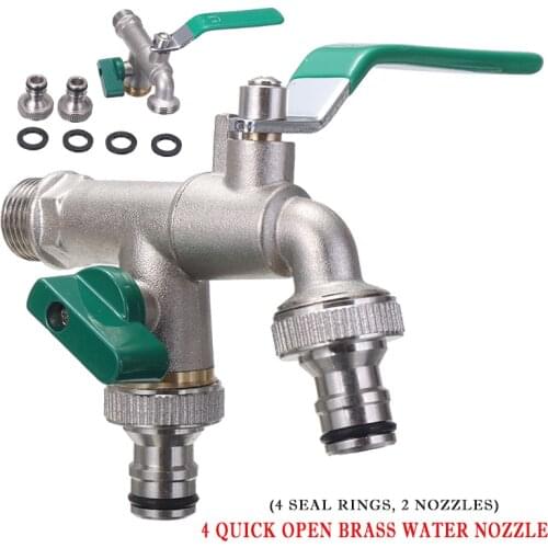 Double Duo Outlet Garden Outdoor Tap Valve Faucet 1/2" / 3/4" Frost-proof Brass For Household Garden or in Industry