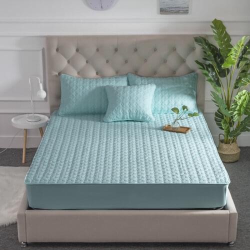 Quilted Mattress Protector Soft Cotton Hypoallergenic Waterproof Mattress Cover Washable Embossed Pad Anti-mite Mattress Topper
