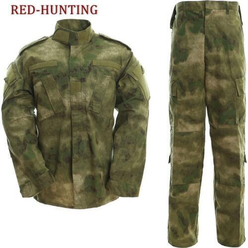 Military Uniform Tactical Atacs A-tacs FG Camo PC Ripstop Shirt & Pants Army Combat Coat Set Airsoft Solider Training Cloth