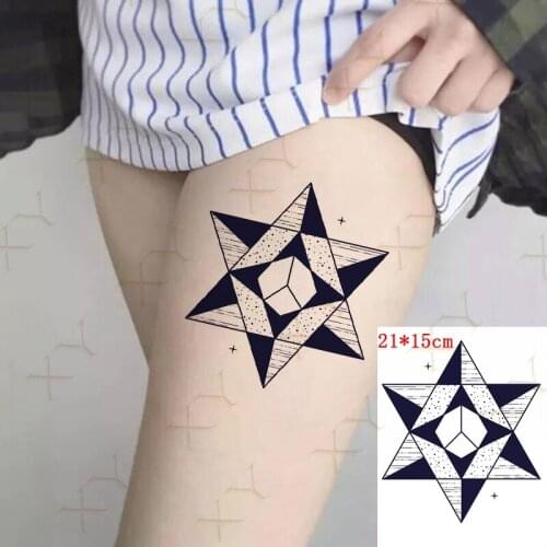 Waterproof Temporary Tatoo Sticker Geometry Pentagram Lattice Compass Art Water Transfer Fake Tattoo Flash Tatto for Men Women