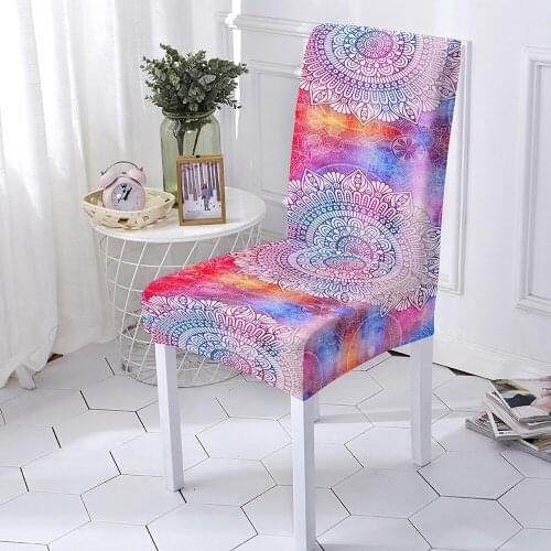 1/2/4/6PCS Mandala Chair Cover Spandex Stretch Elastic Chair Covers Slipcovers For Dining Room Banquet Hotel Kitchen Wedding