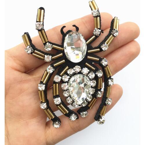 1Pcs Rhinestone Spider Beaded Patch for Clothing Sewing on Beading Applique Clothes Shoes Bags Decoration Patch DIY Apparel