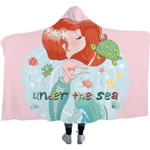 2021 Europe and America Deep Sea Mermaid Hooded Blanket Cloak Wearing a Hood Blanket Cloak Thicken Sofa Bed