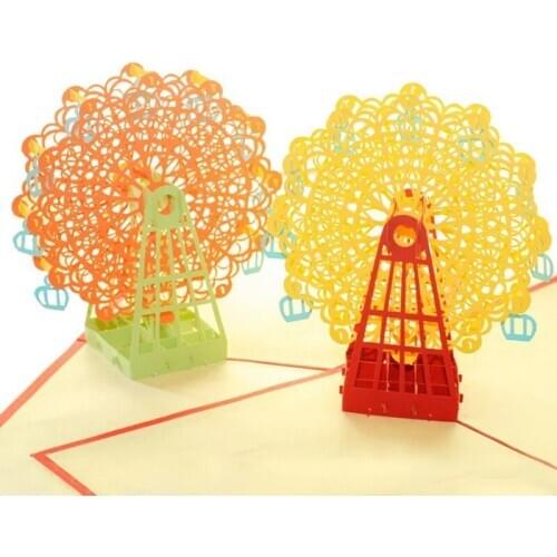 3D Pop-Up Cards Flowers Birthday Card Anniversary Gifts Postcard Ferris wheel party Wedding Invitations Greeting Cards