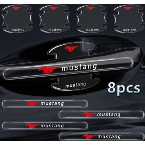 8pcs Car Door Handle Transparent Anti-Collision Sticker For Fords Mustang Zapatillas GT Miniatura Mujer 2005 2010 2014 2015