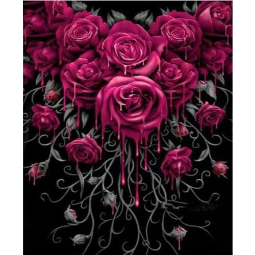 5d Diamond Painting Flowers Diamond Embroidery Red Drop Roses Mosaic,full Square/Round Pictures of Rhinestones Wall Decal CV268