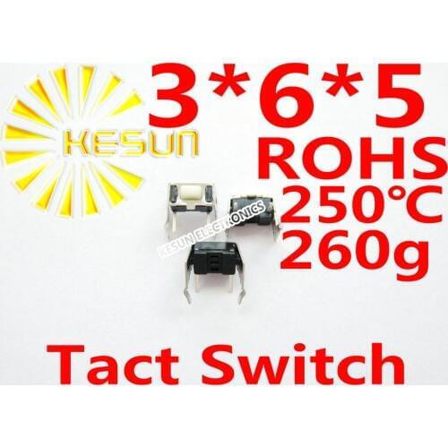 FREE SHIPPING 100PCS DIP 3*6*5(h)MM Tactile Tact Push Button Switch Momentary Vertical Push ROHS
