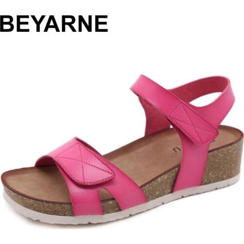 BEYARNE Fashion Women Sandals Summer Wedges Cork Sandals Platform Heel Ladies Pumps Slip On Casual Women' Sandalias Female Shoes