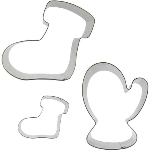 Big Christmas boots, Mini boots, gloves shape 3 piece biscuit cutting molds, baking tools, cake decorating soft candy tools